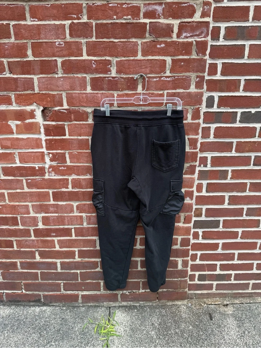 True Religion Black Cargo Sweatpants with Logo Detail